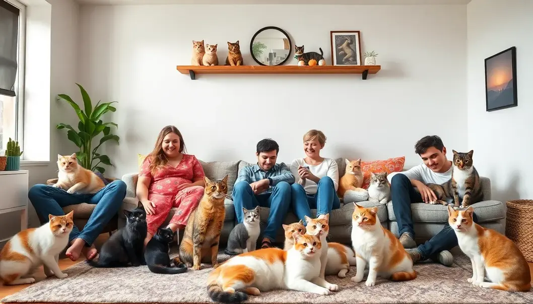 A vibrant collage showcasing the diversity of cat breeds in America.