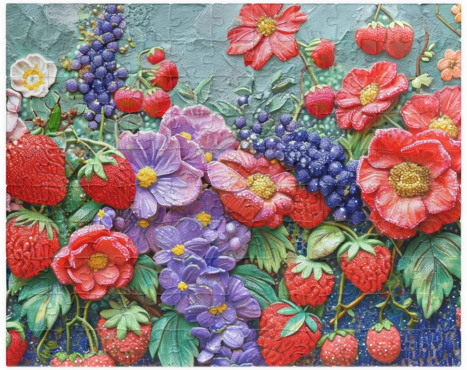 Strawberry Field Wooden Jigsaw Puzzle, 1000-Piece, Embroidered-Style Artwork