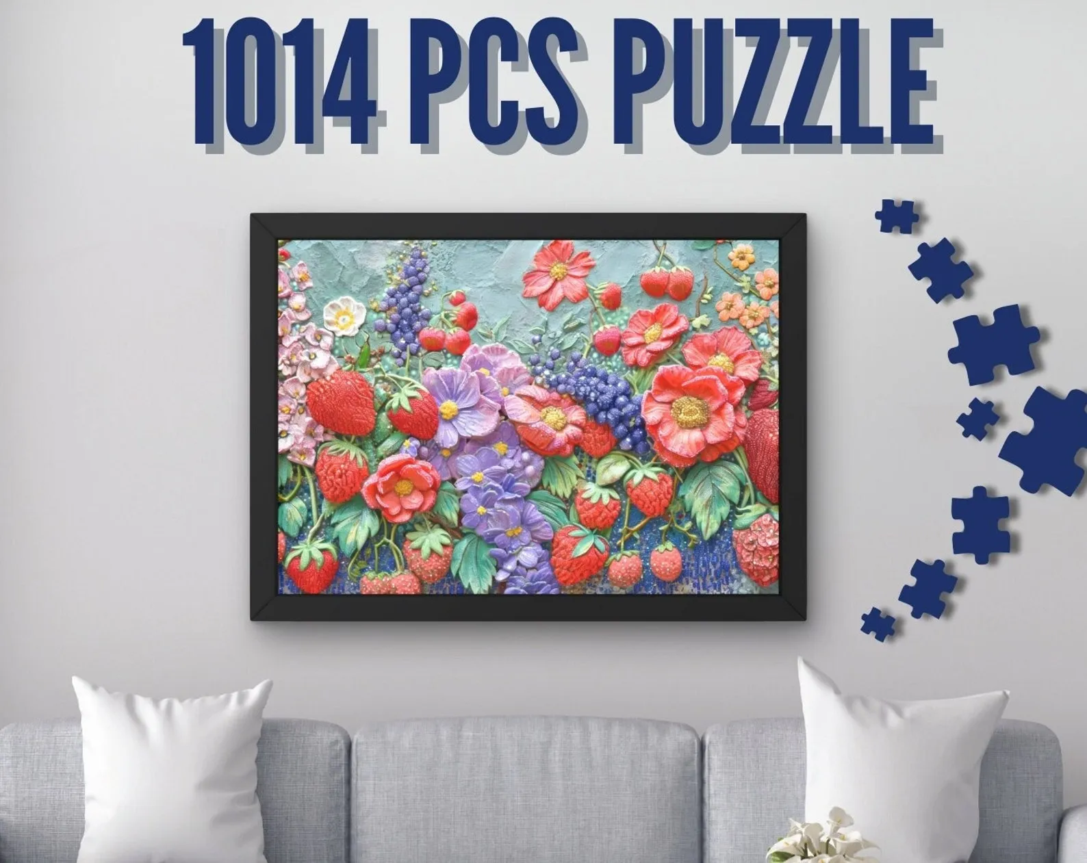 Strawberry Field Wooden Jigsaw Puzzle, 1000-Piece, Embroidered-Style Artwork - Image 3