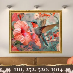 Hummingbird in Flowers Wooden Jigsaw Puzzle, 1000-Piece