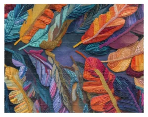 Boho Feathers Good Vibes Wooden Jigsaw Puzzle, 1000-Piece