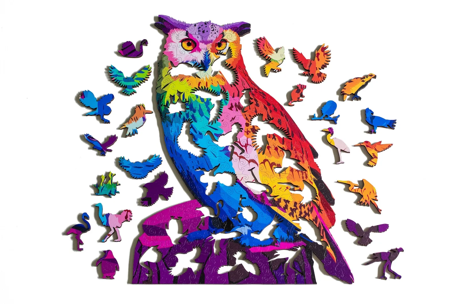 A Hoot of Many Colors Owl Wooden Jigsaw Puzzle
